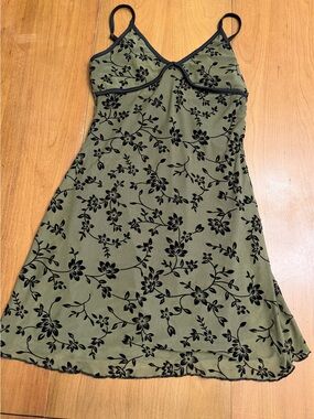 SHEIN Olive Green Floral Slip Dress